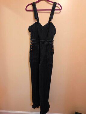 Voodoo Vixen Overalls, Cuffed Hem, Sweetheart Neckline with Pockets M